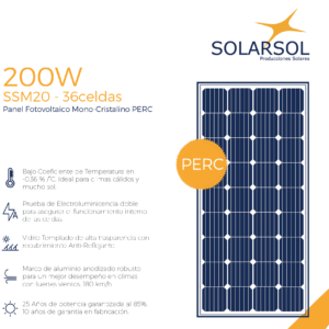 panel solar 200w mono cristalino 36 celdas solarsol