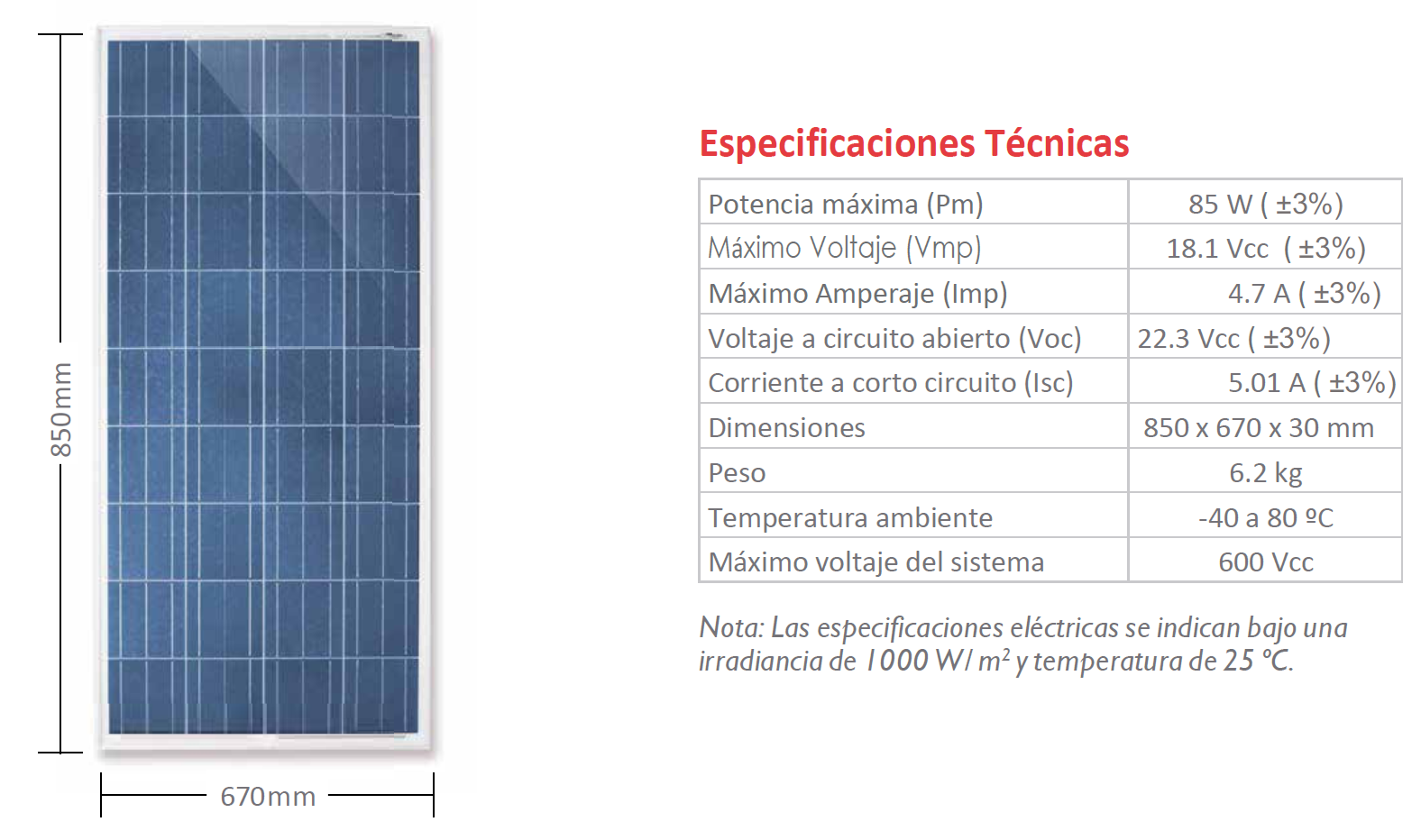 espec-tec panel solar 85w policristalino epcom