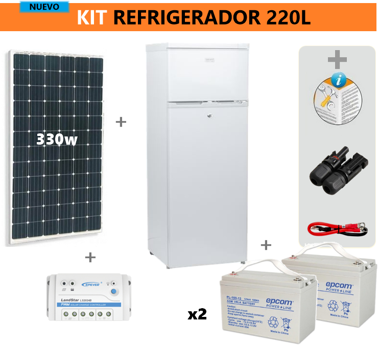 kit-refrig-220l-2BAT kit refrigerador solar 220 litros 2 dias autonomia