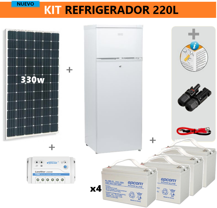 kit-refrig-220l kit refrigerador solar 220 litros 3 dias autonomia